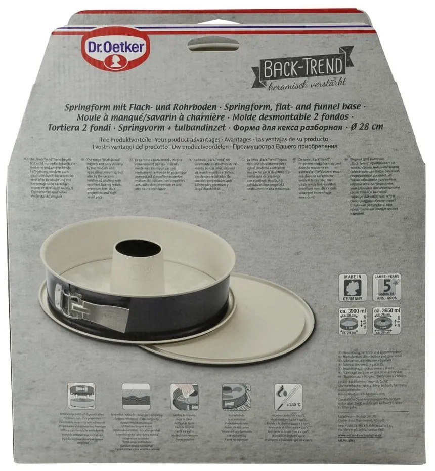 Oceľová forma na tortu a bábovku s keramickým povrchom Dr. Oetker, ø 28 cm