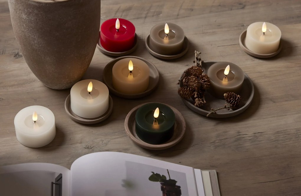 STAR TRADING Čajová LED sviečka Flamme Beige 4 cm – set 2 ks