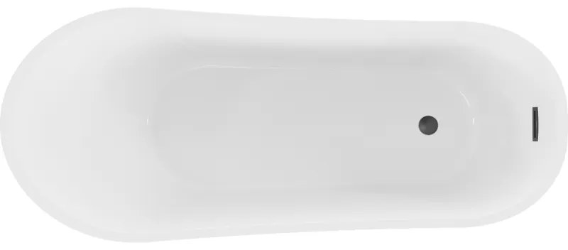 Mexen Alta, voľne stojaca vaňa 170 x 75 cm, biela-čierna, čierny matný prepad, 52141707575-70