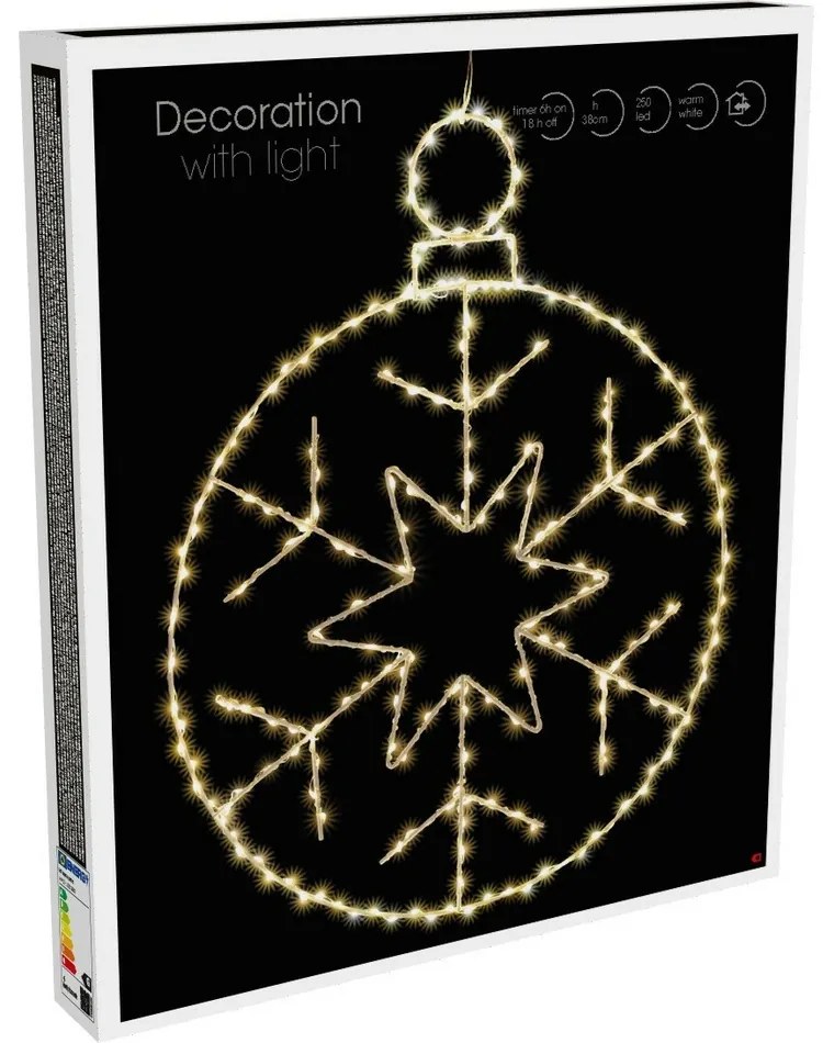 Vianočná závesná LED dekorácia Kerstball Snowflake 250 LED, 48 cm