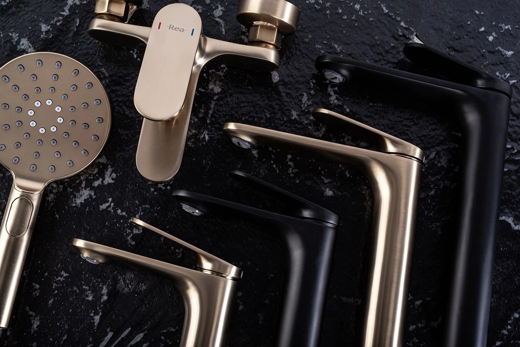 Rea Marco, sprchový set s vaňovou výlevkou, zlatá matná, REA-P8548