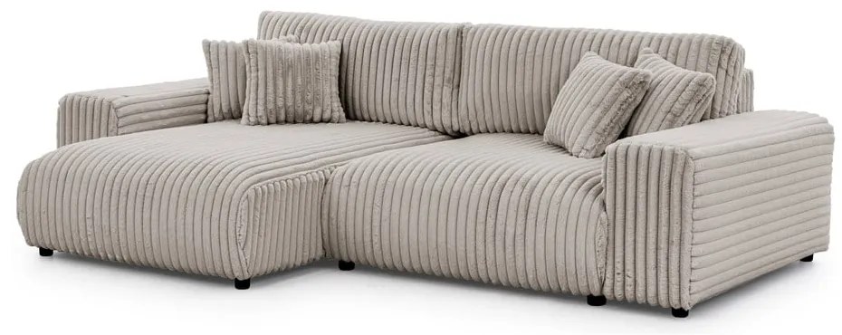 Svetlosivá menčestrová rozkladacia/s úložným priestorom rohová pohovka (ľavý roh) Sarina – Ropez