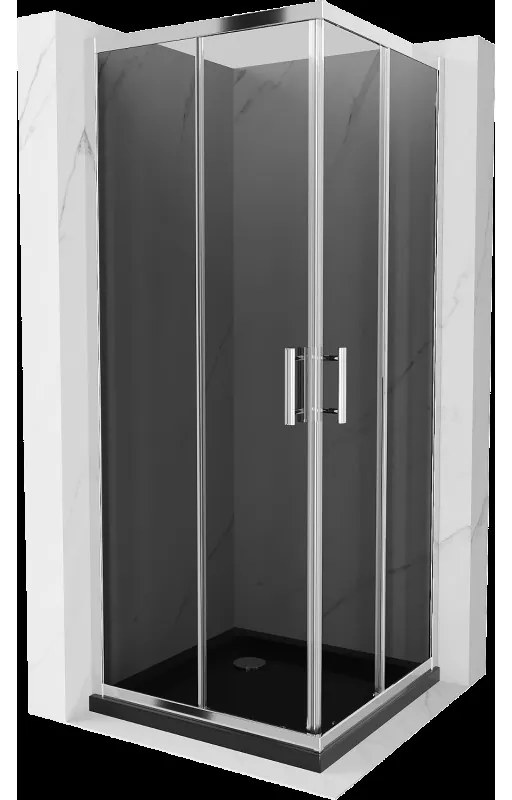 Mexen Rio štvorcová sprchová kabína 90 x 90 cm, grafitová čierna, chrómová + závesný bidet Flat, čierna - 860-090-090-01-40-4070