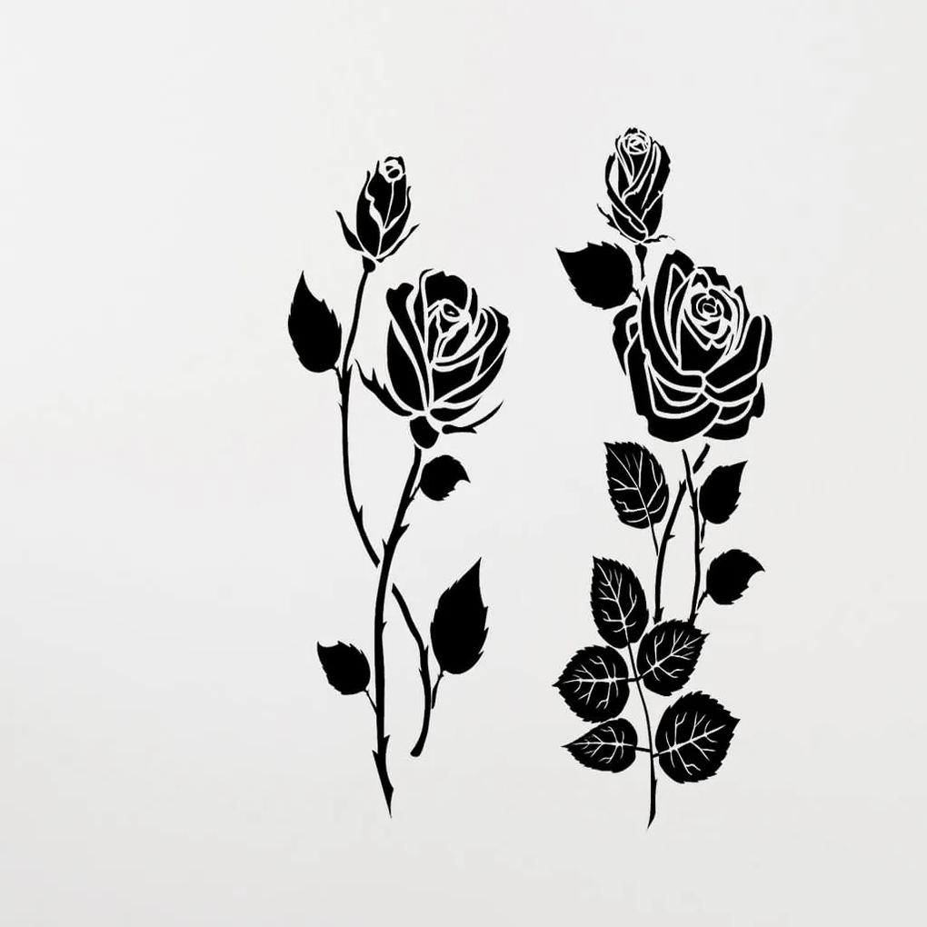 Veselá Stena Samolepka na stenu na stenu Dve ruže Farba: čierna