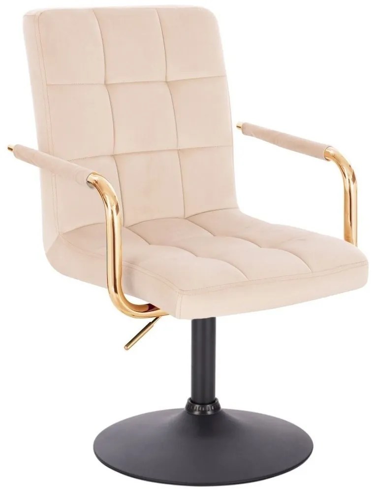 LuxuryForm DESIGN Otočná stolička VERONA GOLD VELUR na čiernom tanieri - krémová