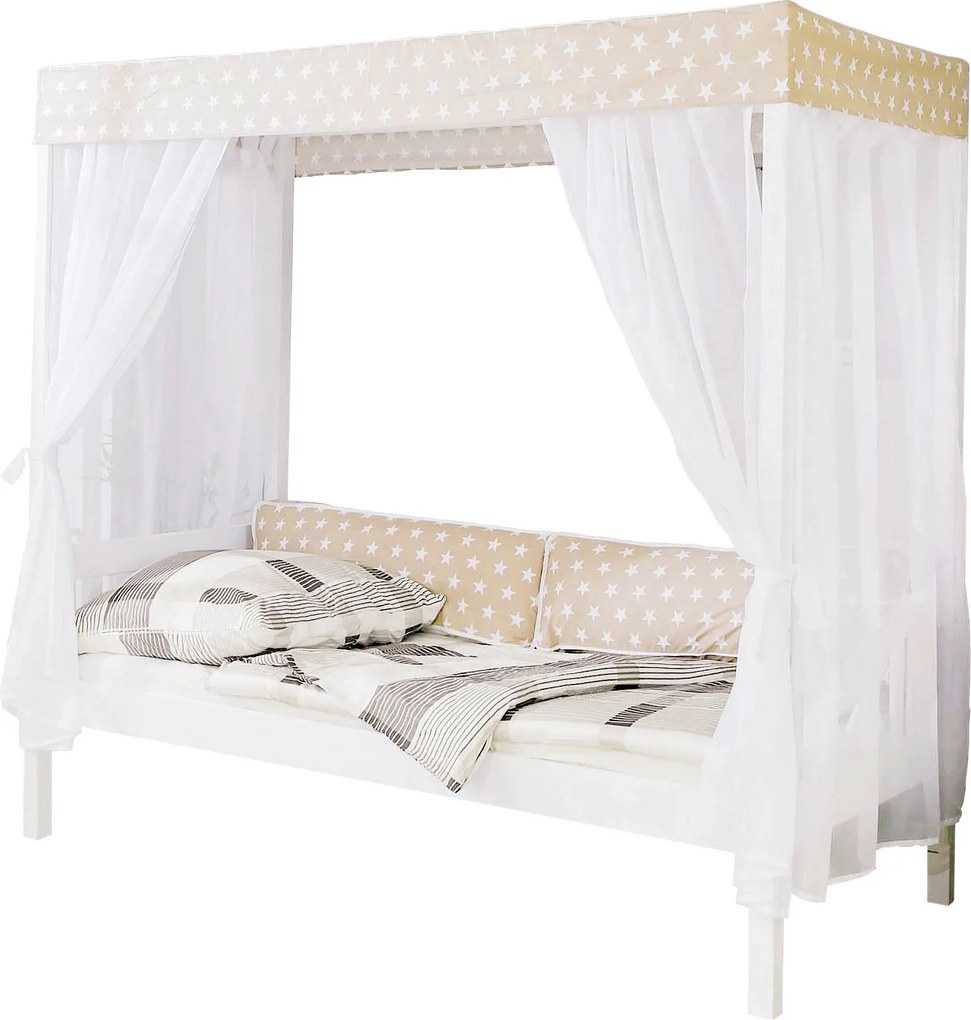 XXXLutz POSTEĽ S NEBESAMI, 90/200 cm biela, béžová Livetastic - Postele - 000406004001