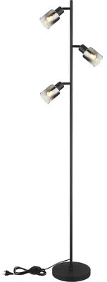 Stojaca lampa Globo 54308S Hubertus E14 3x40W čierna/dymové sklo