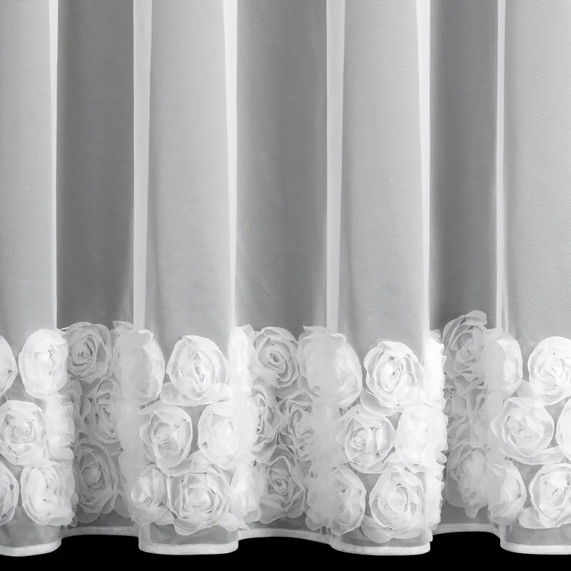 Dekorstudio Záclona ROSES s riasiacou páskou 400x160 cm - biela