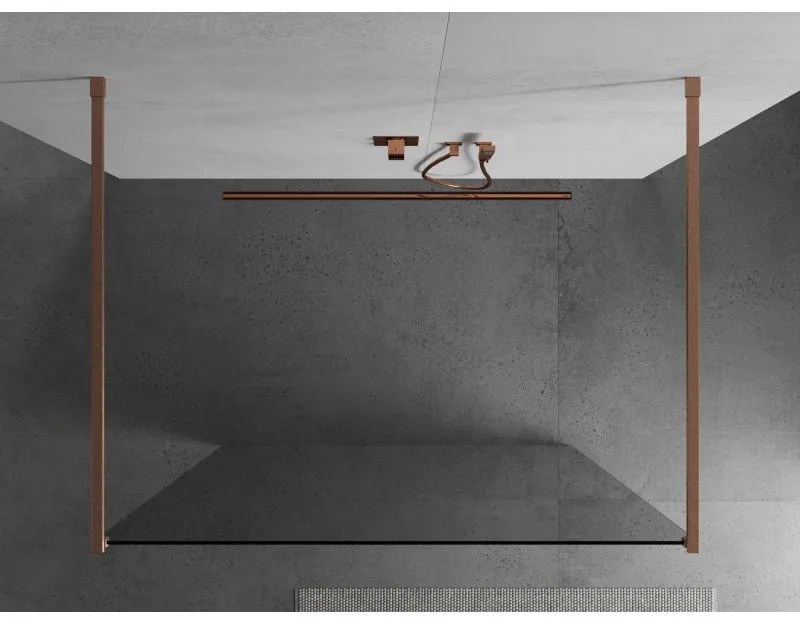 Mexen Kioto, sprchová zástena Walk-In 170 x 200 cm, 8mm číre sklo, medený matný profil, 800-170-002-65-00