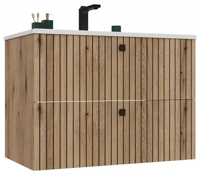 Závesná skrinka s umývadlom TIGO 2S 80 cm dub evoke