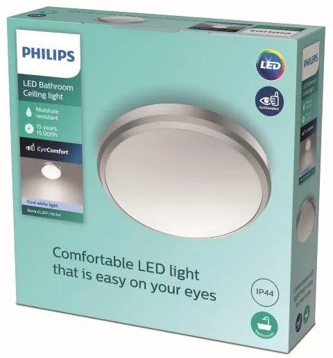 Philips Doris LED CL257 Stropné svietidlo do kúpeľne kruhové 6W/640lm 220mm 4000K IP44 nikel