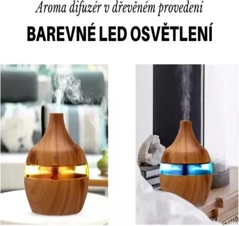 Ultrazvukový zvlhčovač vzduchu dekor tmave drevo 300 ml