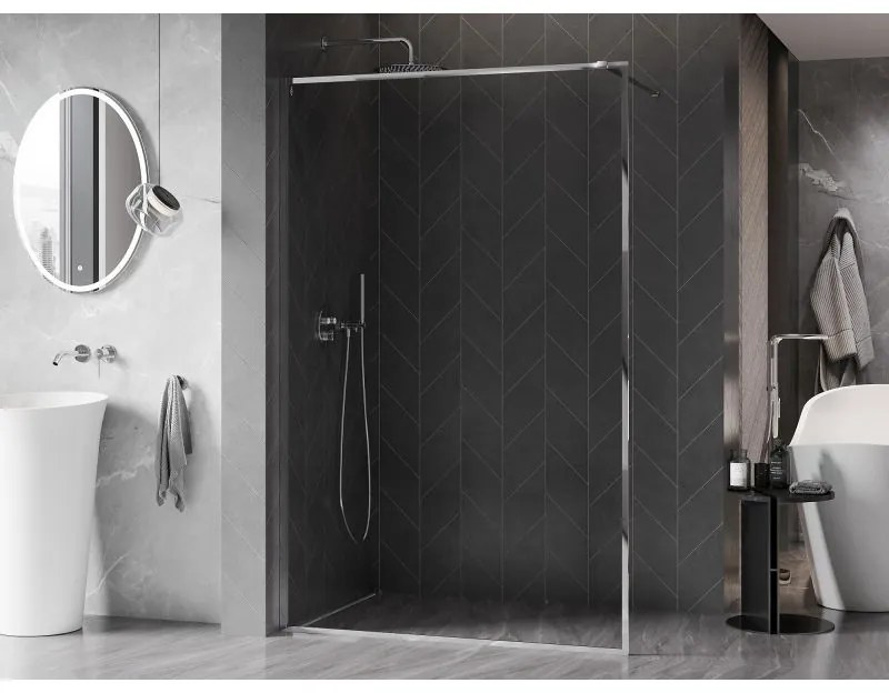 Mexen Kioto-F, sprchová zástena s rámom 130 x 202 cm, 8 mm číre sklo, chrómový profil, 800-130-104-01-00