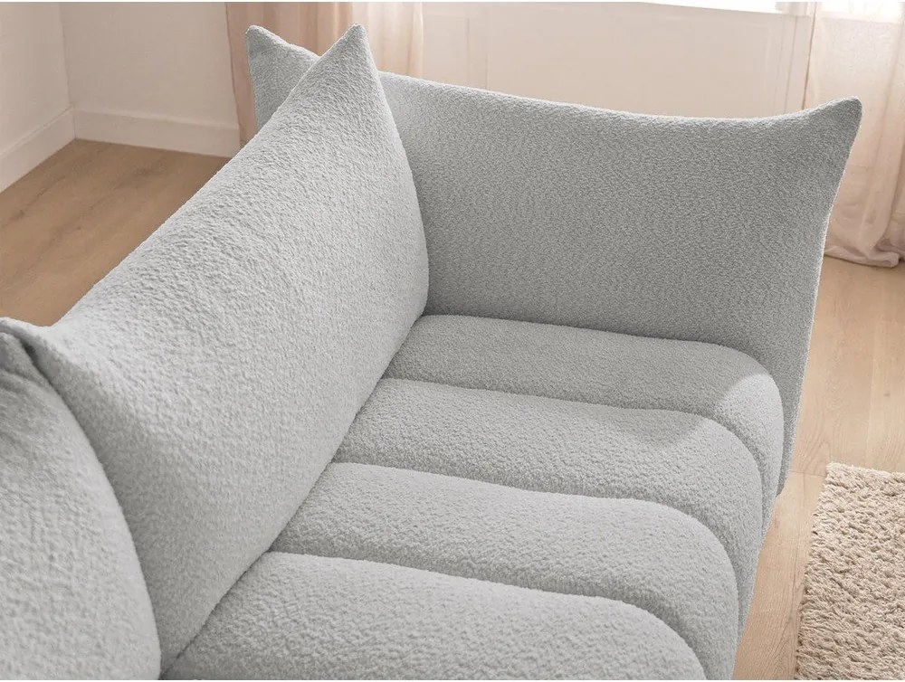 Svetlosivá rohová pohovka z textílie buklé (pravý roh/s leňoškou) Azra – Bobochic Paris