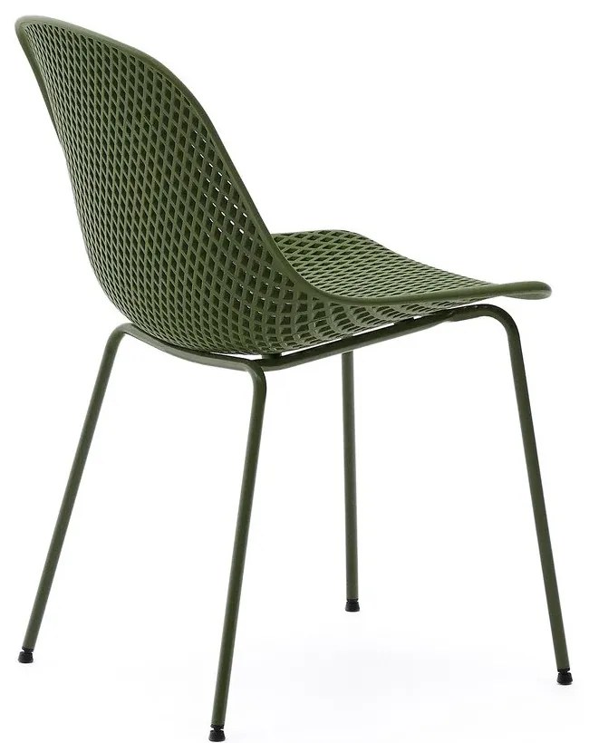 Tmavozelená kovová záhradná stolička Quinby – Kave Home