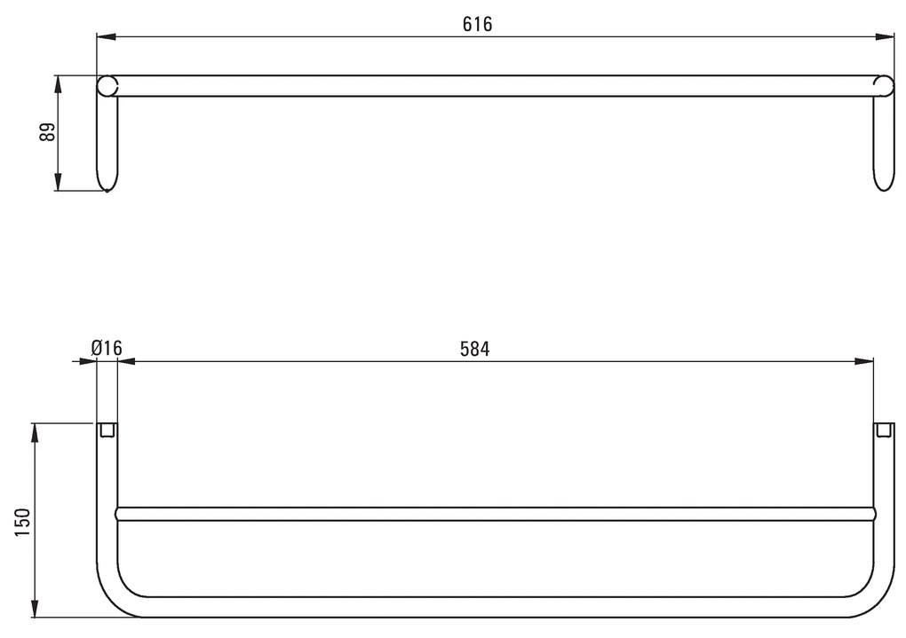 Deante Silia, nástenný dvojitý držiak na uteráky 615mm, chrómová, ADI_0631