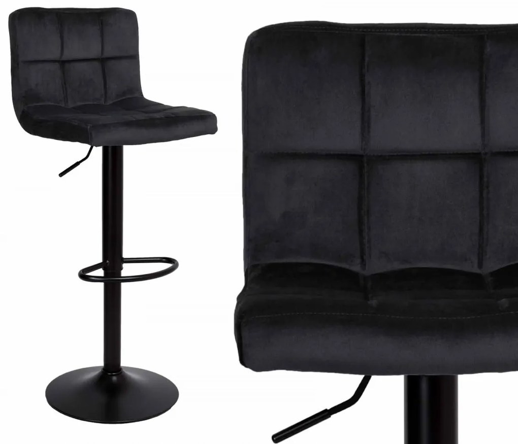Barová stolička ARAKO II zamatová čierna
