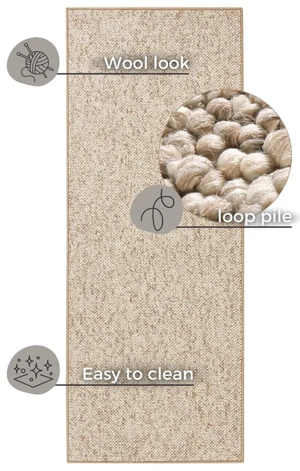 Svetlohnedý behúň 80x300 cm Wolly – BT Carpet