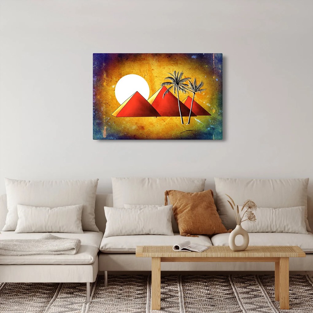 Obraz maľovaných egyptských pyramíd (90x60 cm)