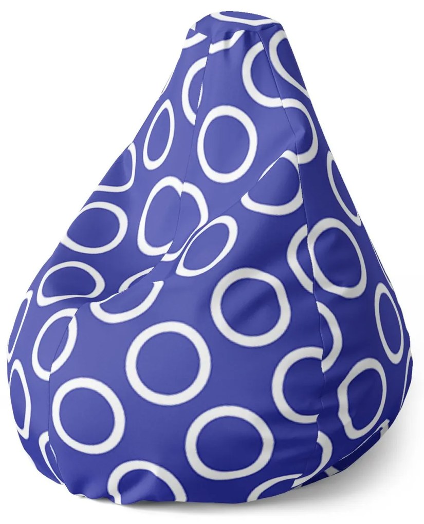 Sablio Sedací vak Pear Biele korunky na modrej - 140 x 100 x 25 cm