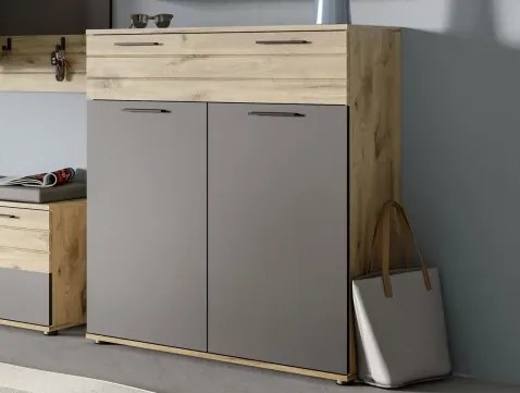 Predsieňová skrinka/botník Mason, dub/šedá%