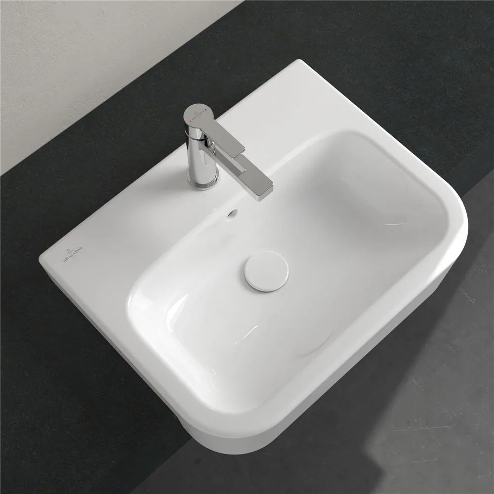 VILLEROY & BOCH Architectura polozápustné umývadlo s otvorom, s prepadom, 550 x 430 mm, biela alpská, s povrchom CeramicPlus, 419055R1