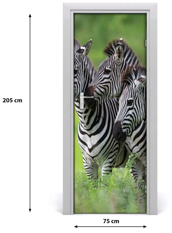 Samolepiace fototapety na dvere tri zebry 75x205 cm