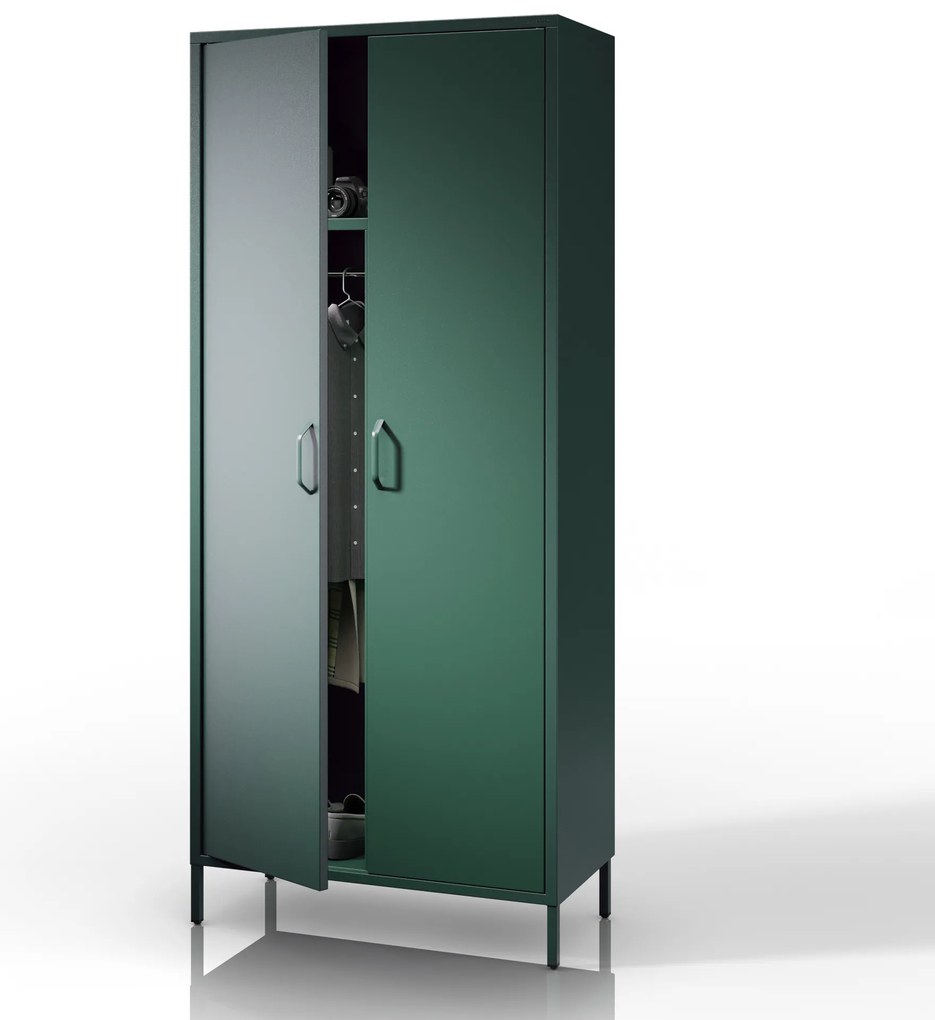 Šatníková skriňa FLAVIO, 800 x 1850 x 450 mm, Modern: fľaškovo zelená farba
