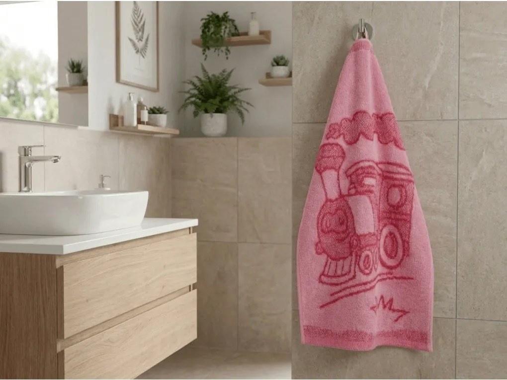 Detský uterák BEBÉ ružový vláčik 30x50 cm