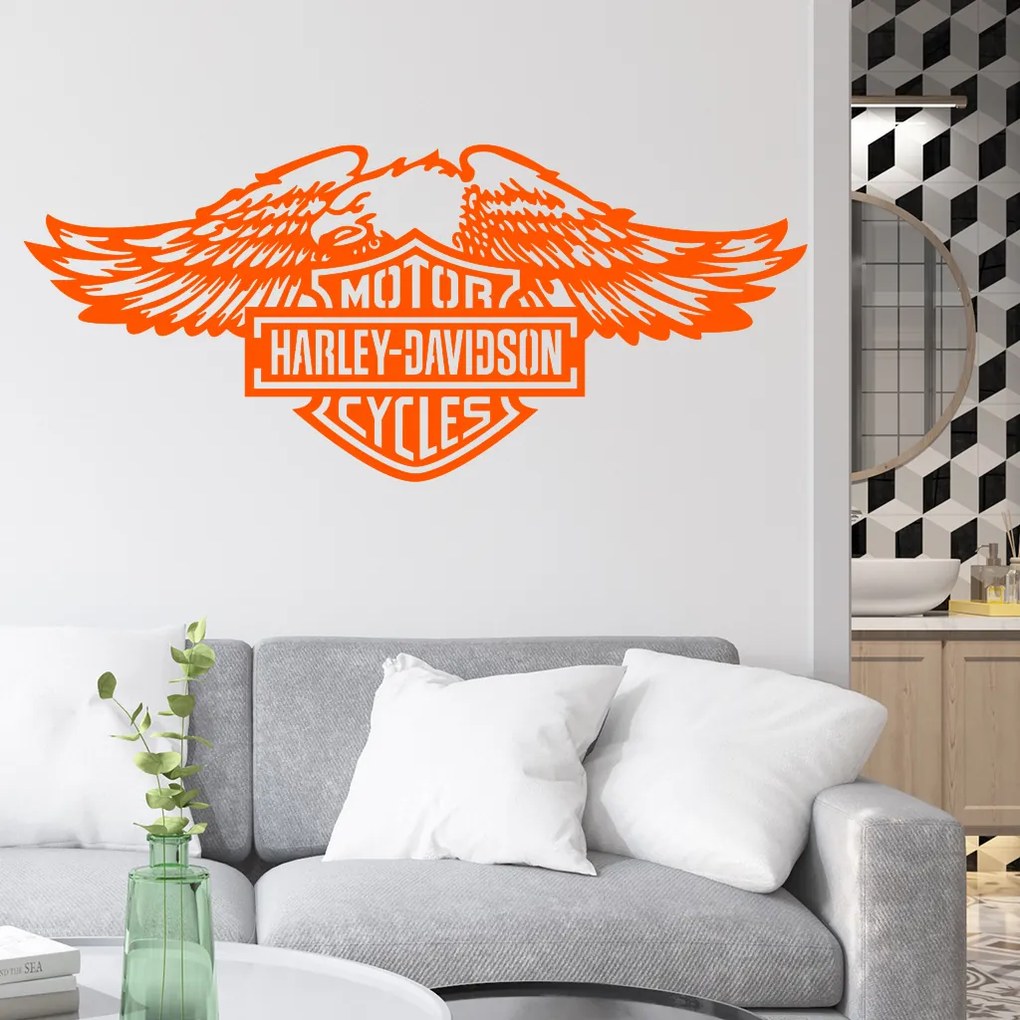 Veselá Stena Samolepka na stenu na stenu Harley Davidson orol Farba: černá