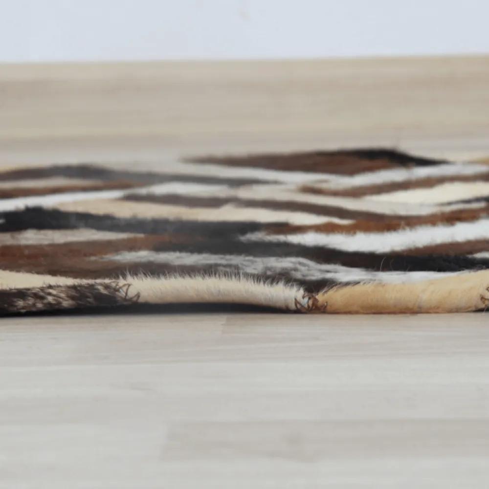 Tempo Kondela Luxusný kožený koberec, hnedá/čierna/béžová, patchwork, 70x140 , KOŽA TYP 2