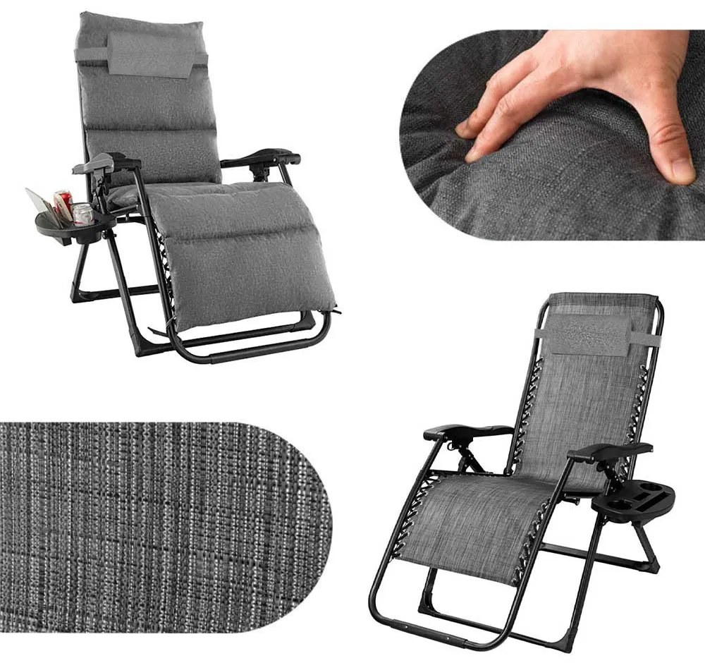 Polstrovaná stolička zero gravity, rôzne farby- sivá