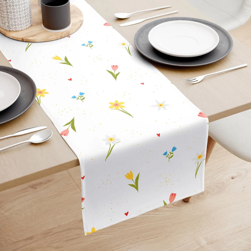 Goldea behúň na stôl 100% bavlnené plátno - rozkvitnutá záhrada 50x120 cm