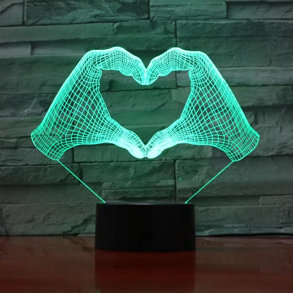 3Dmix 3DL-BTB013 – 3D LED nočná lampa - Srdce z rúk (Bluetooth reproduktor - farba biela)