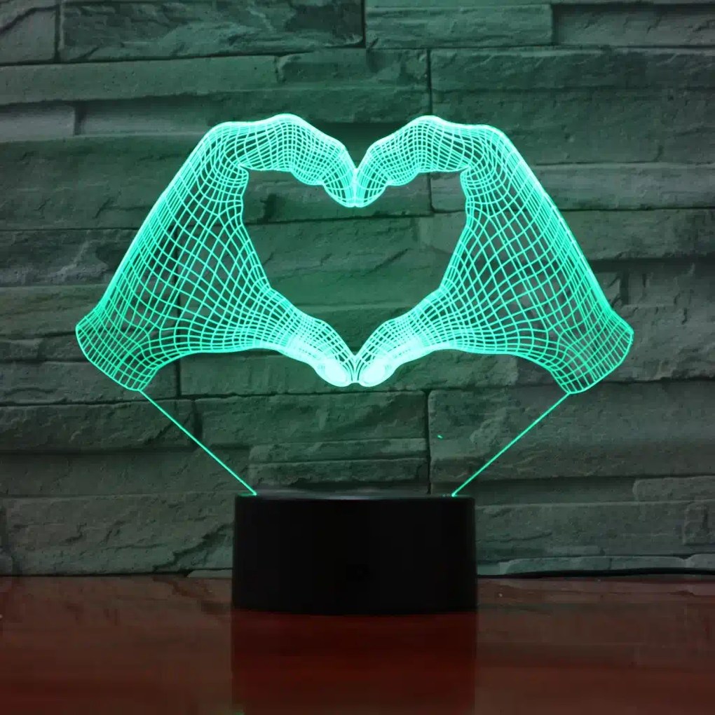 3Dmix 3DL-SL013 – 3D LED nočná lampa - Srdce z rúk (Solar)