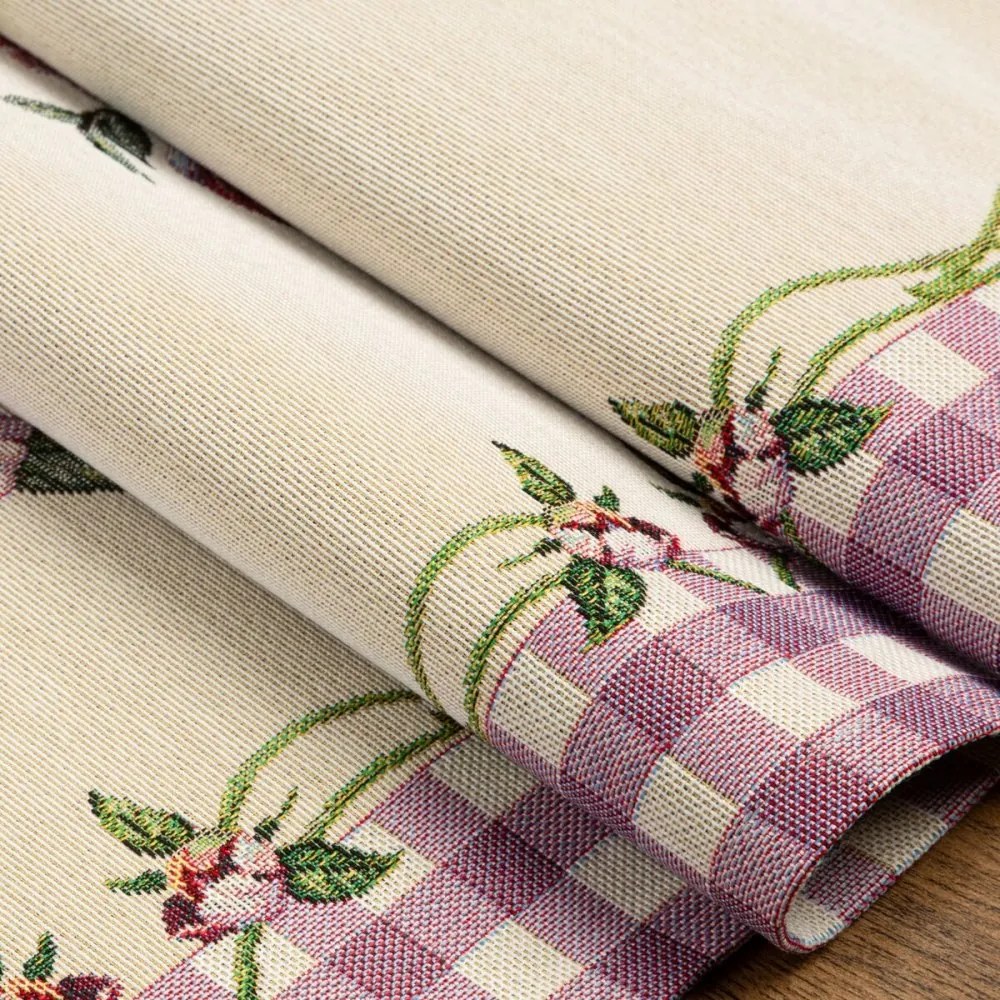 Gobelínový behúň s tkaným vzorom - kvety a motýle Šírka: 45 cm | Dĺžka: 140 cm