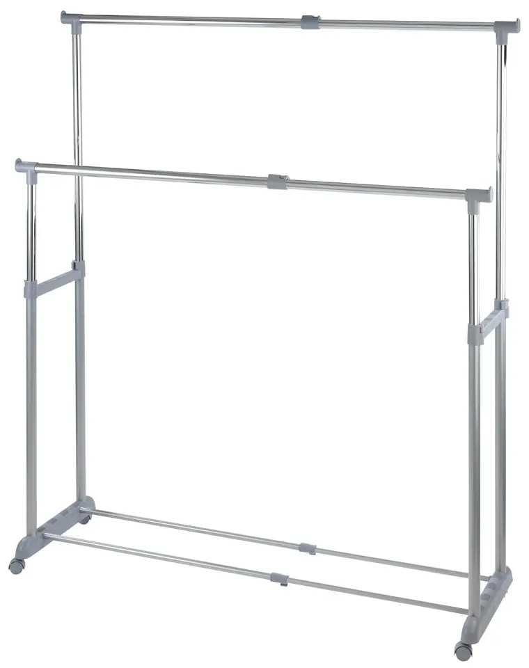 Šedý kovový teleskopický pojazdný stojan na oblečenie Twin - Wenko