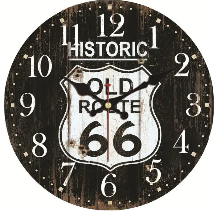 Veselá Stena Drevené nástenné hodiny Old Route 66