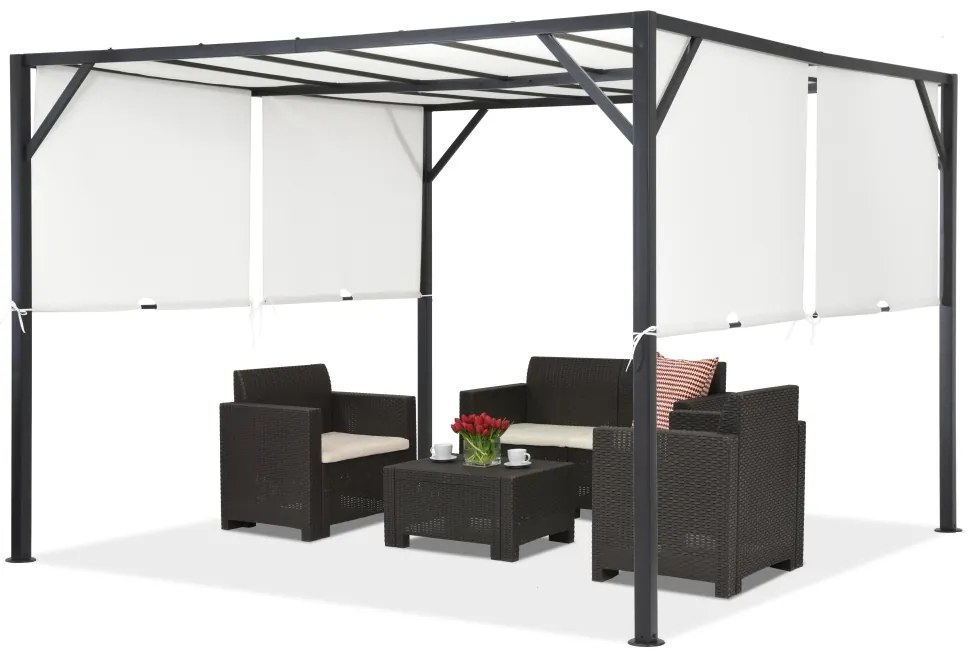 Kovová pergola na terasu 3 x 3 m antracitovo-biela Garden Point