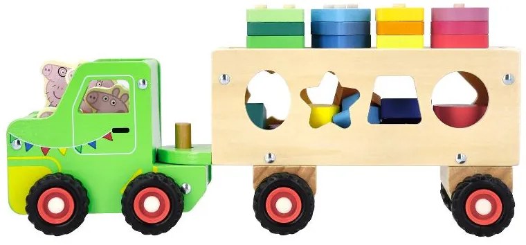 Drevené nákladné auto s prívesom Prasiatko Peppa (auto s drevenými tvarmi) (100395658)