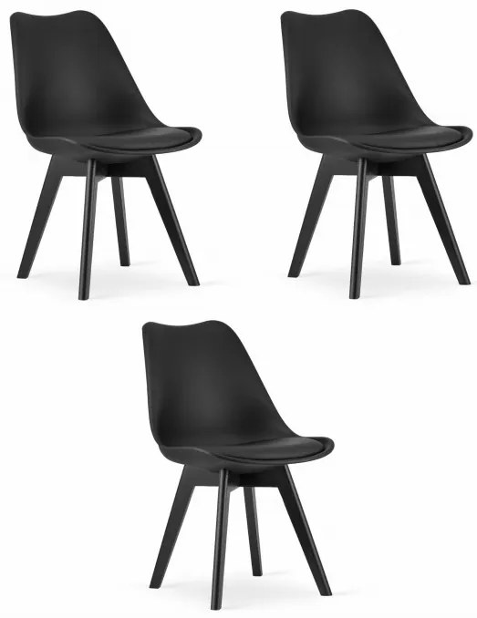 Set troch jedálenských stoličiek MARK čierny - čierne nohy (3 ks)