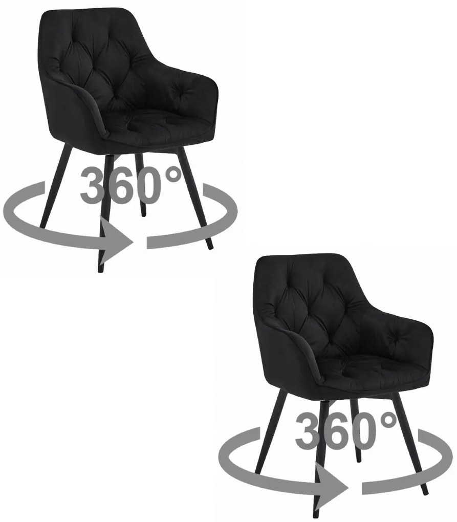 Otočné jedálenské kreslo JORK360 VELVET, čierne