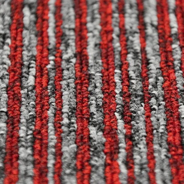 Tapibel, Kobercový štvorec Coral Lines 60380-50 červeno-šedý 50 x 50 cm, chodba / predsieň