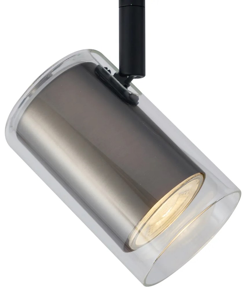 Moderný reflektor Gunmetal s čírym sklom pre koľajnicový systém 1-fázový - Iconic Lloyd