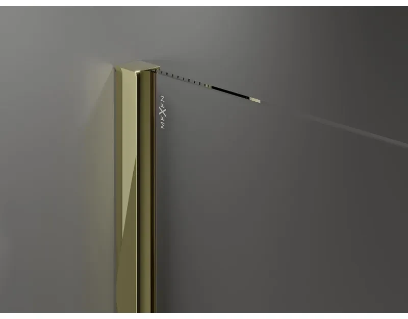 Mexen Velar, sprchový kút s posuvnými dverami 130 x 100 cm, 8mm šedé sklo, zlatá lesklá, 871-130-100-41-50