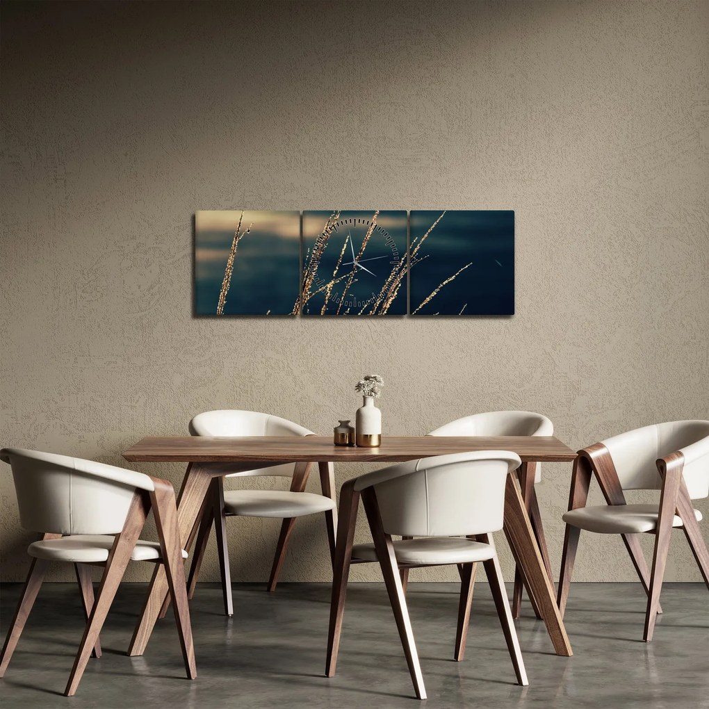 Obraz tráv (s hodinami) (90x30 cm)
