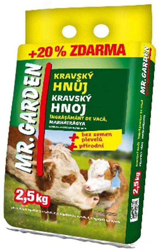 Mr.Garden pravý kravský hnoj 2,5 kg + 20 % zdarma