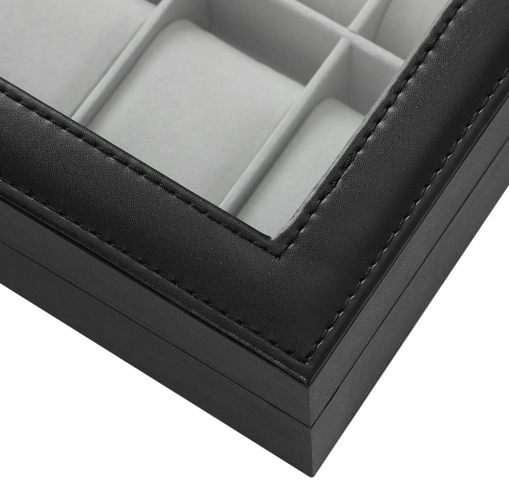 Box na hodinky Watch, 30x8,5x21 cm, čierna/sivá