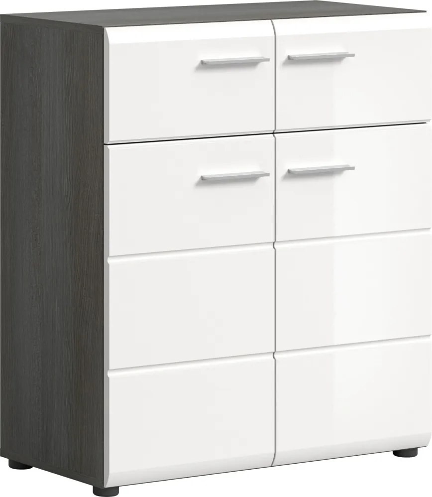 Predsieňová zostava Salsa (4-dielna), sivý dub/biela lesk