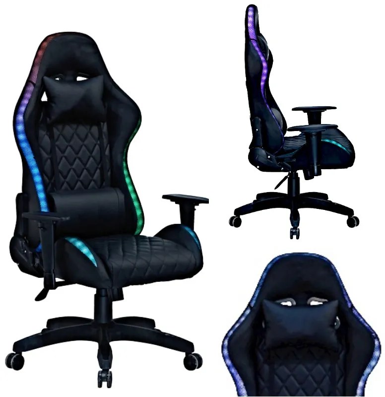 Gordon G400 Herná stolička s LED osvetlením RGB, čierna